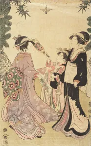 Beauties Playing Battledore and Shuttlecock, c1805. Creator: Utagawa Toyokuni I