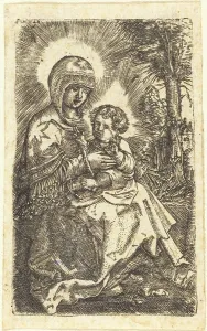 The Beautiful Virgin of Ratisbon in a Landscape, c. 1519/1520. Creator: Albrecht Altdorfer. The Beautiful Virgin of Ratisbon in a Landscape, c. 1519/1520. Creator: Albrecht Altdorfer