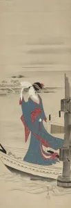 Ch Bunsai Eishi Japanese Gallery: Beauty in a Boat on Sumida River, late 1700s-early 1800s. Creator: Ch?bunsai Eishi (Japanese)