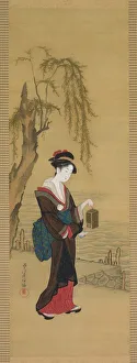 Kubo Shunman 1757 1820 Prints: Beauty with Fireflies, early 1800s. Creator: Unknown