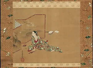 Shamisen Prints: A Beauty Behind a Screen, Japan, About 1750. Creator: Miyagawa Choshun