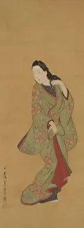 Hishikawa M Gallery: Beauty Turning Her Head, c. 1685-94. Creator: Hishikawa Moronobu
