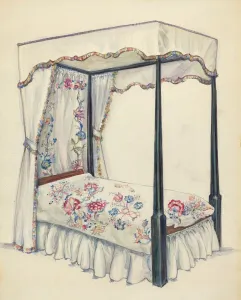 Stitching Prints: Bed, 1935 / 1942. Creator: Isadore Goldberg