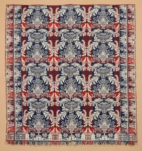 Designs Prints: Bed Cover (Jacquard Coverlet), about 1850. Creator: Unknown