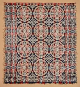 Intricately Prints: Bed Cover (Jacquard Coverlet), about 1850. Creator: Unknown