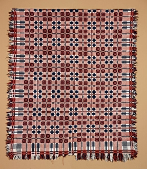 Bed Cover (Overshot Coverlet), 1825-1850. Creator: Unknown