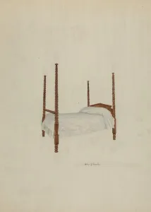Bedclothes Gallery: Bed, Four Poster, 1939. Creator: Arthur P. Reynolds
