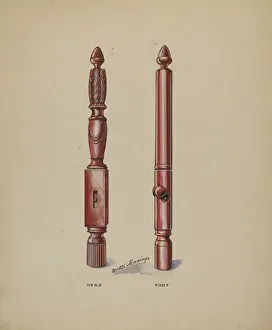 Wood Carving Gallery: Bed Posts, c. 1936. Creator: Walter W. Jennings