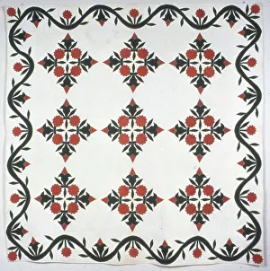 Bedcover (A Wreath of Roses Quilt), Illinois, 1850. Creator: Sarah Slane
