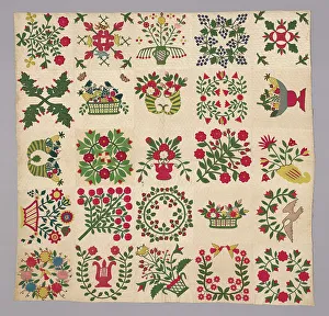 Cotton Plain Weave Prints: Bedcover (Album Quilt), United States, 1845/50. Creator: Unknown