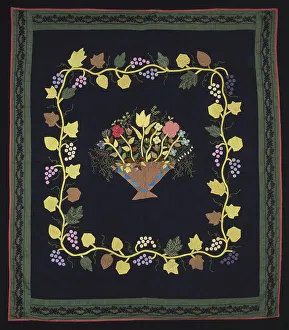 Bedcover (Basket of Flowers Quilt), Kentucky, c. 1860. Creator: Unknown