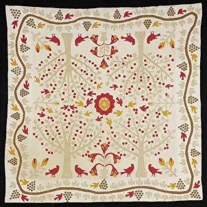 Bedclothes Prints: Bedcover (Cherry Trees and Robins Bride's Quilt)