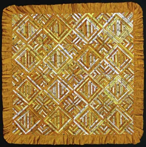 Printed Prints: Bedcover (Cigar Ribbon Quilt), United States, 1880s. Creator: Unknown