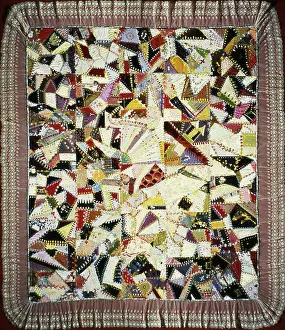 Laid Work And Couching Prints: Bedcover (Crazy Quilt), United States, 1880/85. Creator: Unknown