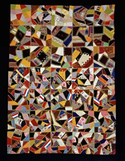 French Knots Prints: Bedcover (Crazy Quilt), United States, 1875/80. Creator: Unknown