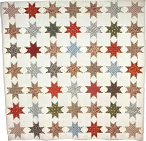 Bedding Gallery: Bedcover (Feather-Edged Star Quilt), United States, 1845. Creator: Annie Maria Henkle