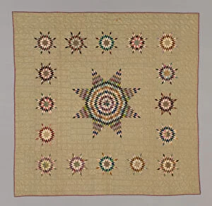 Patchwork Gallery: Bedcover (Lone Star Variation Quilt), Connecticut, c. 1845 / 50. Creator: Ruth Hart
