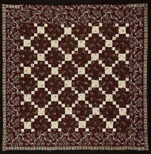 Bedding Gallery: Bedcover (Nine Patch Quilt), United States, 1800 / 20. Creator: Unknown