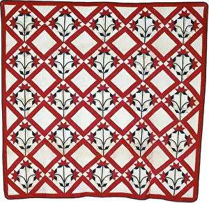 Cotton Plain Weave Prints: Bedcover (North Carolina Lily Quilt), United States, c. 1850. Creator: Unknown