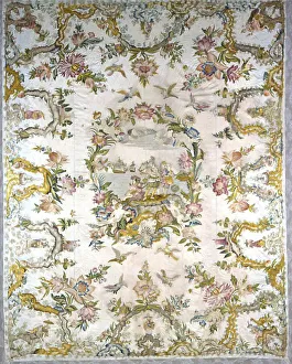 Bedcover Showing the Landing of Columbus, Italy, 1750 / 1800. Creator: Unknown
