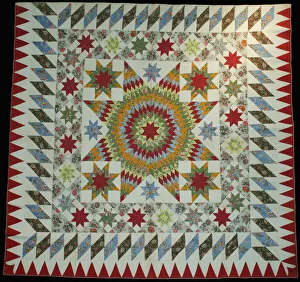 Star Motif Prints: Bedcover (Star of Bethlehem Quilt), New York, c. 1830. Creator: Unknown