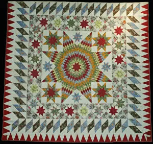Bedclothes Gallery: Bedcover (Star of Bethlehem Quilt), New York, c. 1830. Creator: Unknown