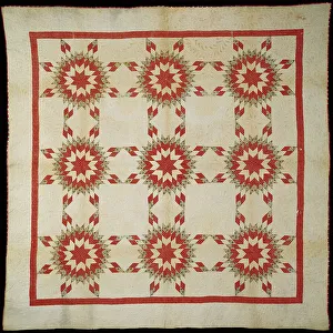 Star Motif Prints: Bedcover (Sunburst Quilt), United States, c. 1850. Creator: Unknown