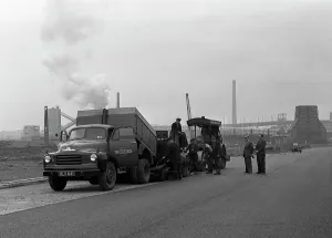 A Bedford A3S tipper on the site of Manvers coal prep plant, South Yorkshire, 1955