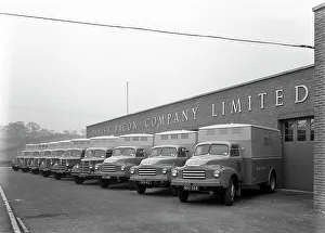 Food Industry Prints: Bedford delivery lorries at the Danish Bacon Co, Kilnhurst, South Yorkshire, 1957