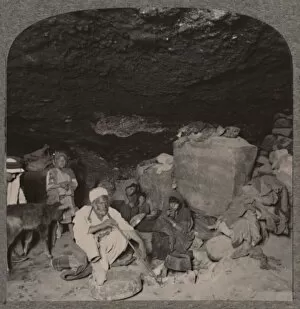 Bedouin cave-dwellers in their caves, c1900