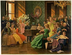 Prague Collection: Bedrich Smetana in circle of friends in 1865, 1923. Creator: Dvorak, Franz (Frantisek) (1862-1927)