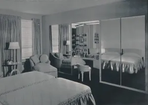 Beds Prints: Bedroom designed by James F. Eppenstein, Chicago, 1942