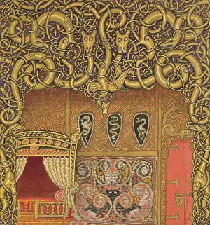 Kalmakoff Prints: Bedroom, Set Design, 1914. Creator: Nikolay Kalmakov