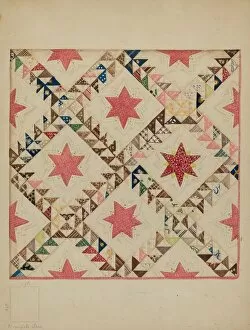 Triangles Collection: Bedspread, c. 1939. Creator: Henry Granet