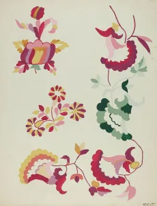 Bedspread Prints: Detail of Bedspread Pattern, 1935/1942. Creator: Majel G. Claflin