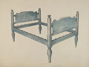 Wood Carving Gallery: Bedstead, 1935 / 1942. Creator: Robert Gilson