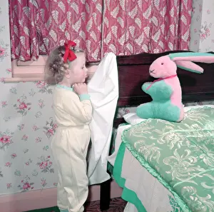 Ribbon Prints: Bedtime for a little girl, c1955. Creator: Arthur Charles Kirby Ware