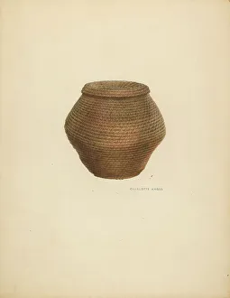Angus Charlotte Prints: Bee Basket and Cover, c. 1938. Creator: Charlotte Angus