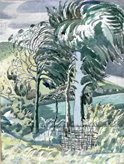 Modernism Prints: Beeches in the Wind, 1918. Creator: Paul Nash