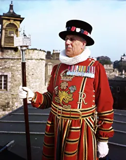 Tunic Prints: Beefeater at the Tower of London, c1955. Creator: Arthur Charles Kirby Ware
