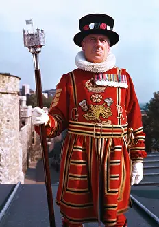 Tunic Prints: Beefeater at the Tower of London, c1955. Creator: Arthur Charles Kirby Ware