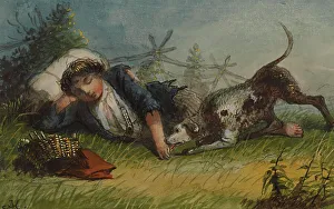 Homeless Prints: Beggar Boy and His Dog, mid 19th century. Creator: Alfred Jacob Miller