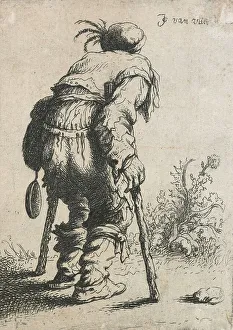 Pain Prints: Beggar with two crutches, 1632. Creator: Jan Georg van Vliet