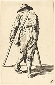 Beggar with Crutches and Hat, Back View. Creator: Unknown