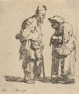Second State Of Three Prints: Beggar Man and Beggar Woman Conversing, 1630. 1630. Creator: Rembrandt Harmensz van Rijn