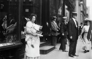 Begging Prints: Beggar - Peddler on Broadway, 1911. Creator: Bain News Service