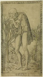 Mantegna Prints: The Beggar, plate one from The Ranks and Conditions of Men, c.1465. Creator: Unknown