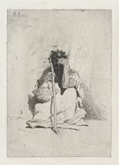 Carbo Mariano Fortuny Y Gallery: A beggar, seated on the ground holding a stick, ca. 1862. Creator