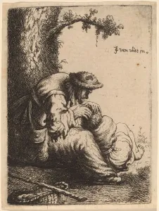 Vliet Jan Georg Van Prints: Beggar Woman Fleaing a Boy, 1632. Creator: Jan Georg van Vliet