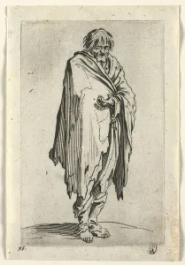 The Beggars: Beggar without Hat or Shoes, c. 1623. Creator: Jacques Callot (French, 1592-1635)